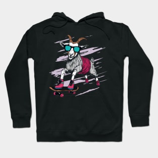 Funny goat skateboarding design Hoodie